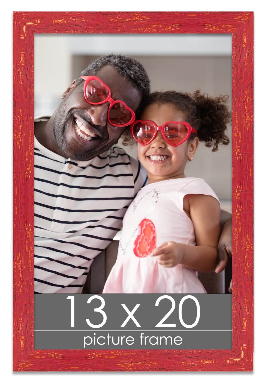 Shabby Chic Red Picture Frame - UV Acrylic, Foam Board Backing, Hanging Hardware